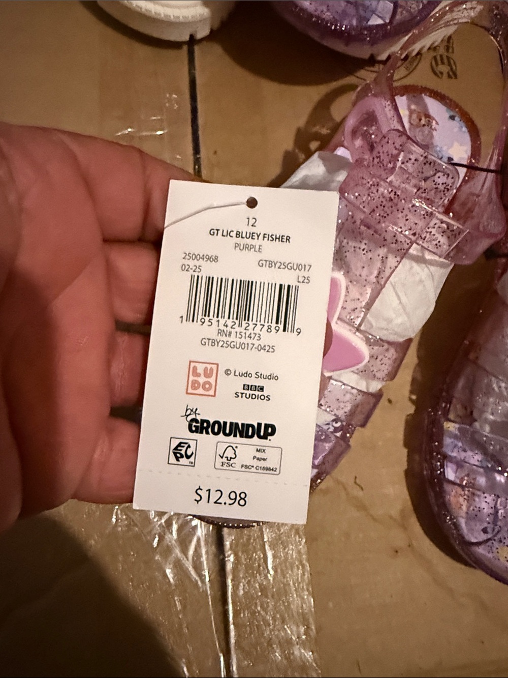 Groundup Kids' Purple Glitter Jelly Sandals